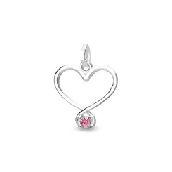 Pingente Prata Coração com Zircônia Rosa