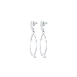Brinco Prata Leve Oval com Ponto em Zircônia