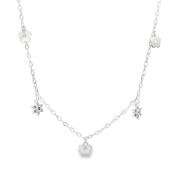 Gargantilha Prata Leve Infantil Flores