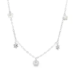 Gargantilha Prata Leve Infantil Flores
