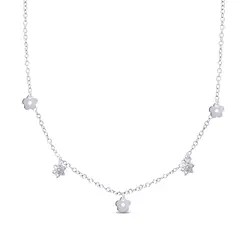 Gargantilha Prata Leve Infantil Flores
