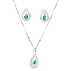 Conjunto Prata Leve Gota Clássica com Zircônias