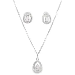 Conjunto Prata Leve Gota Clássica com Zircônias