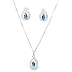 Conjunto Prata Leve Gota Clássica com Zircônias