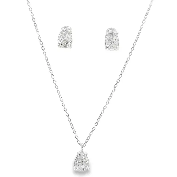 Conjunto Prata Gota em Zircônia