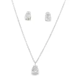 Conjunto Prata Gota em Zircônia
