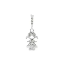 Berloque Prata Art Colection Menina Cravejado