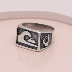 Anel Prata Envelhecida Masculino Tribal