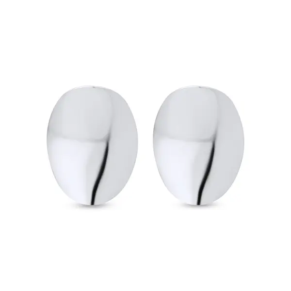 Brinco Prata Leve Oval Liso Curvado