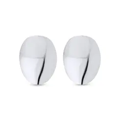 Brinco Prata Leve Oval Liso Curvado