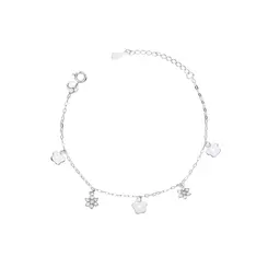 Pulseira Prata Leve Flores em Zircônias
