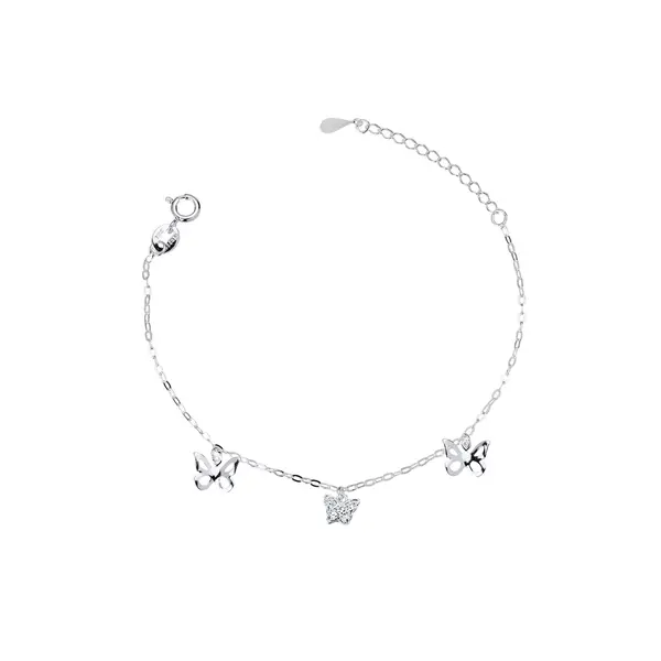 Pulseira Prata Leve Borboletas