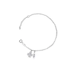 Pulseira Prata Leve Sorte e Trevo com Zircônias