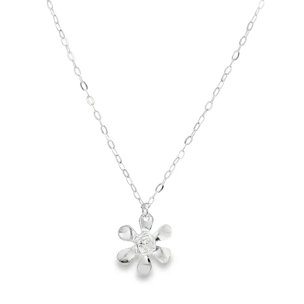 Gargantilha Prata Leve Flor com Zircônia