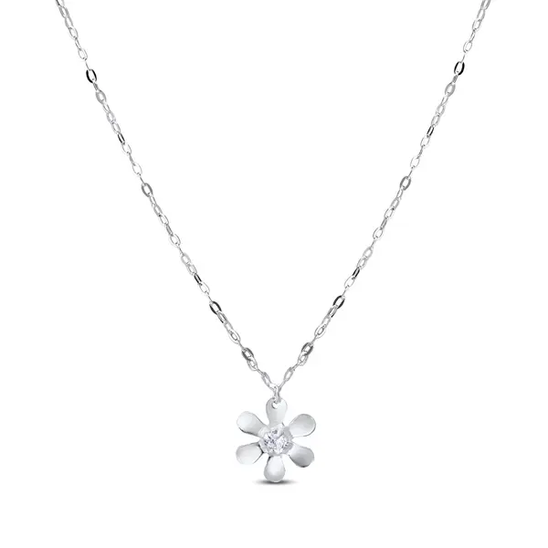 Gargantilha Prata Leve Flor com Zircônia