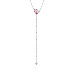 Gargantilha Prata Leve Amor Presente Coração Rosa