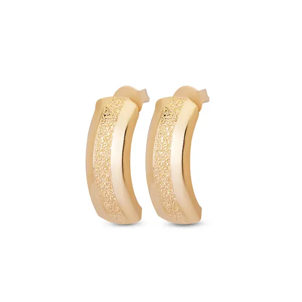 Brinco Folheado a Ouro 18k Placa com Diamantado Central