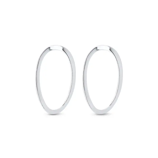 Brinco Prata Leve Oval Liso Vazado