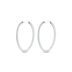 Brinco Prata Leve Oval Liso Vazado
