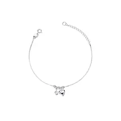 Pulseira Prata Leve Coração e Zircônia