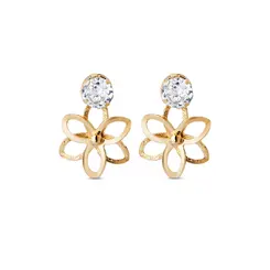 Brinco Folheado a Ouro 18k Flor com Ponto Luz