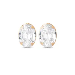 Brinco Folheado a Ouro 18k Ponto Luz Oval Zircônia