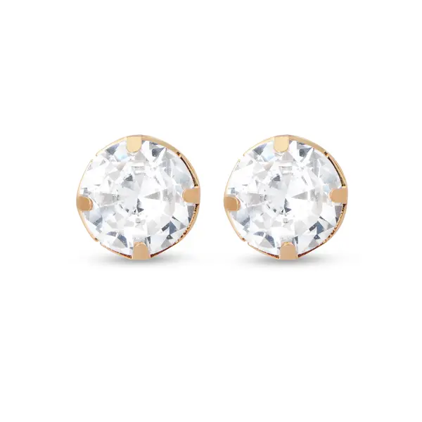 Brinco Folheado a Ouro 18k Ponto Luz Redondo Zircônia