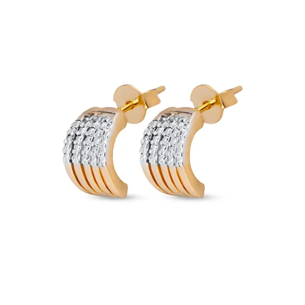 Brinco Folheado a Ouro 18k Meia Argola com Prateado
