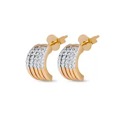 Brinco Folheado a Ouro 18k Meia Argola com Prateado