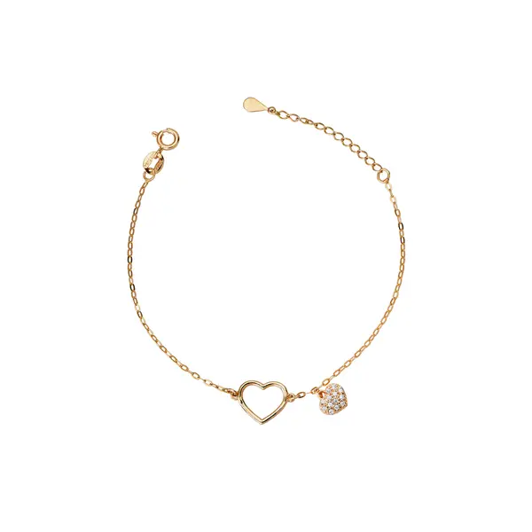 Pulseira Folheado a Ouro 18k Dois Corações