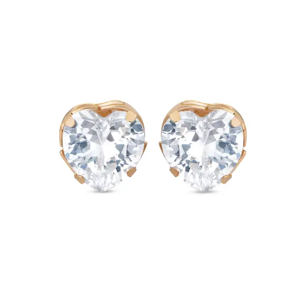 Brinco Folheado a Ouro 18k Ponto Luz Coração Zircônia