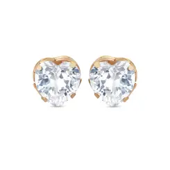 Brinco Folheado a Ouro 18k Ponto Luz Coração Zircônia