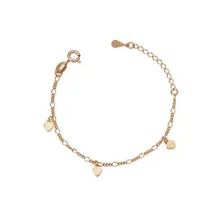 Pulseira Folheado a Ouro 18k Infantil Corações 12cm