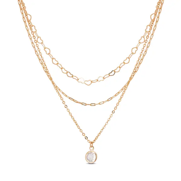 Gargantilha Folheado a Ouro 18k Tripla Ponto Luz