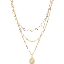 Gargantilha Folheado a Ouro 18k Tripla Ponto Luz