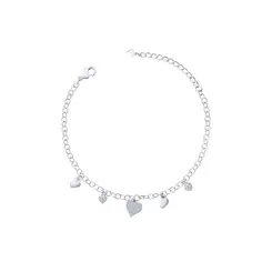 Pulseira Prata Leve Amor Presente Coração Cravejado