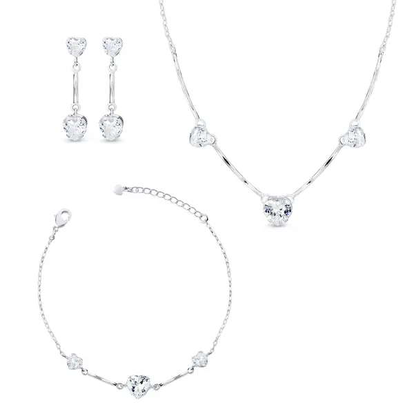 Conjunto Amor Presente Corações de Zircônia
