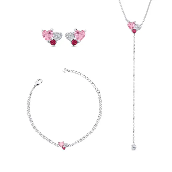 Conjunto Amor Presente Coração Rosa