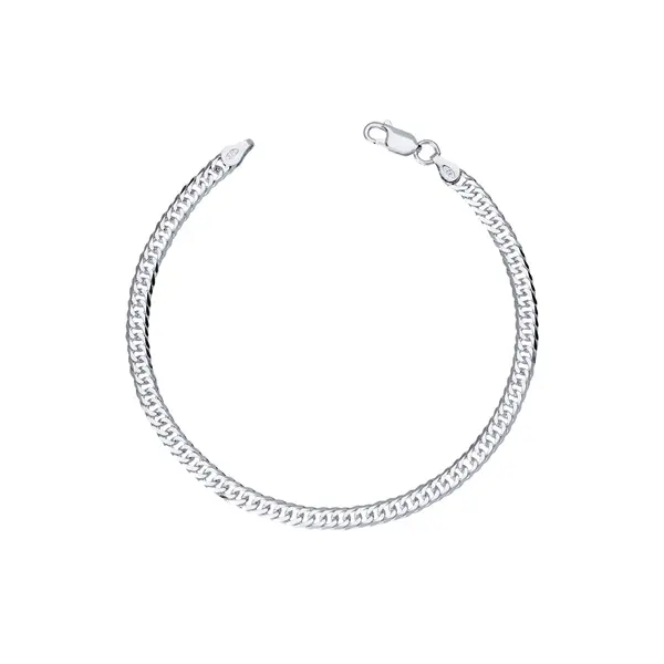 Pulseira Prata Masculina Grumet Dupla 21cm 4,0mm