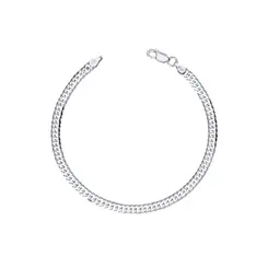 Pulseira Prata Masculina Grumet Dupla 21cm 4,0mm