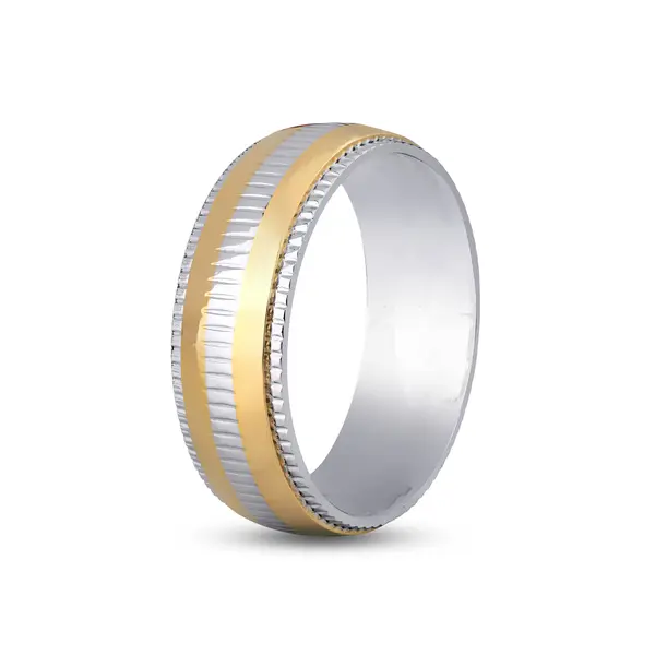 Aliança De Compromisso Pulse - Aço Com Detalhe Dourado (Unidade)