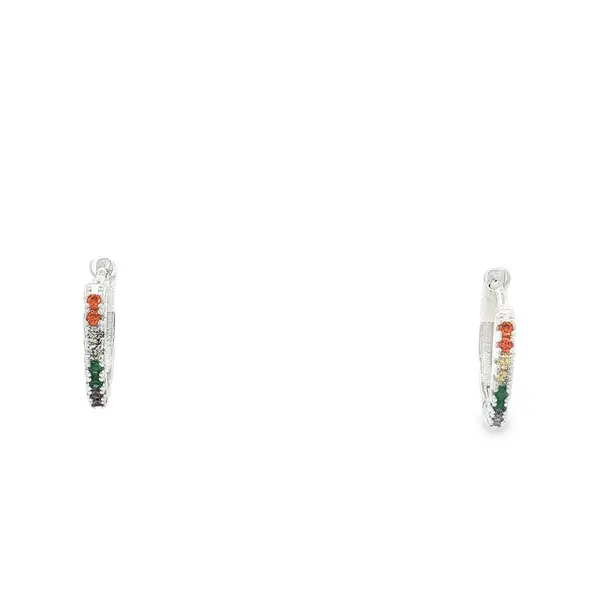 Brinco Prata Leve Argola Click com Zircônias Coloridas