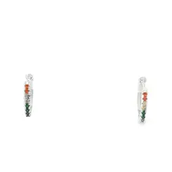 Brinco Prata Leve Argola Click com Zircônias Coloridas