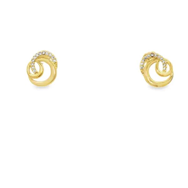 Brinco Prata Folheado a Ouro 18k Três Círculos com Zircônia