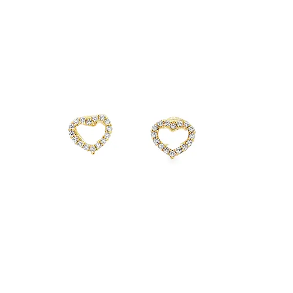 Brinco Prata Folheado a Ouro 18k Coração Cravejado Vazado