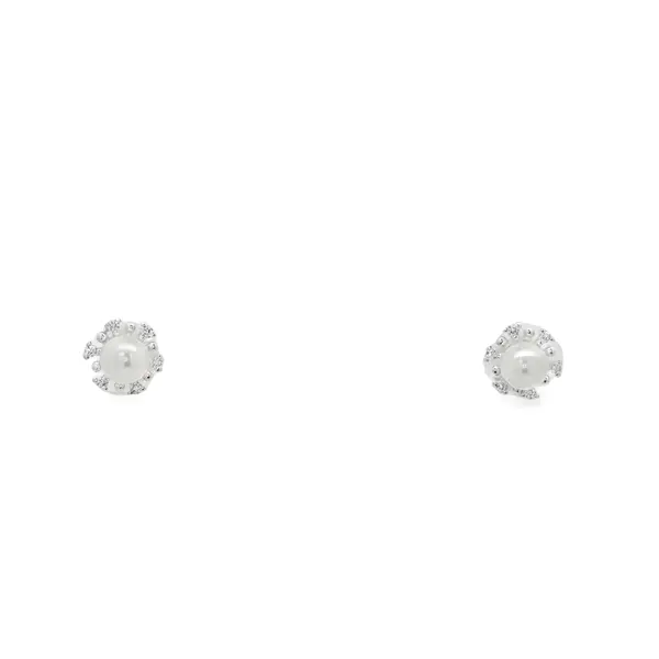 Brinco Prata Folheado a Ouro 18k Redondo com Pérola