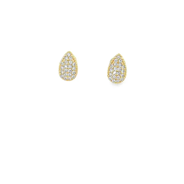 Brinco Prata Folheado a Ouro 18k Gota Cravejada