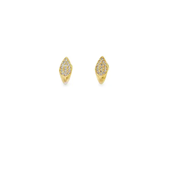 Brinco Prata Folheado a Ouro 18k Gota Cravejada e Lisa