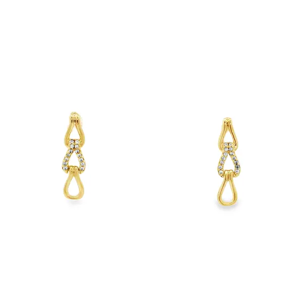 Brinco Prata Folheado a Ouro 18k Gotas com Zircônias