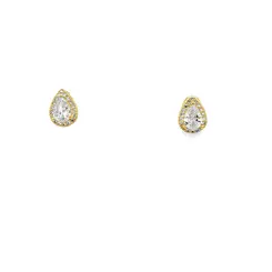 Brinco Prata Folheado a Ouro 18k Gota Cravejada